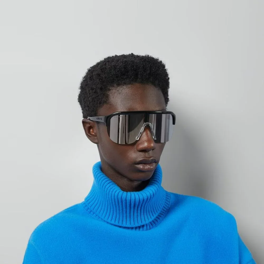 Gucci GG1645S 003 BRAND NEW Sunglasses Black Grey Silver Mirrored Unisex Mask